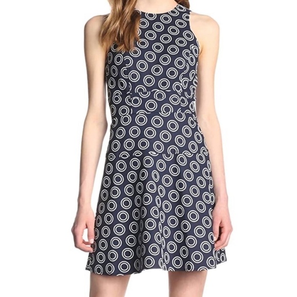 CECE BULLSEYE POLKA DOT COTTON SLEEVELESS A-LINE DRESS - Picture 1 of 14